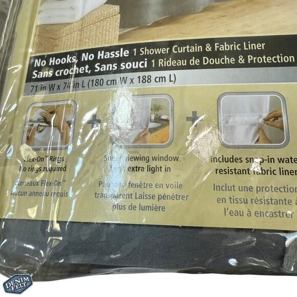 Hookless Waffle 71 in. W x 74 in. L Polyester Shower Curtain in Frost Grey | NEW - Picture 7 of 9